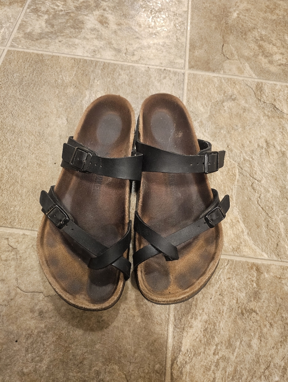 Birkenstock Black Leather Strappy Sandals
